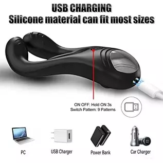 Vibrating Cock Ring, Yonhey Rechargeable Silicone Penis Rings Vibrator with 9 Vibrating Modes, Penis Enlargers Erect Support Rin