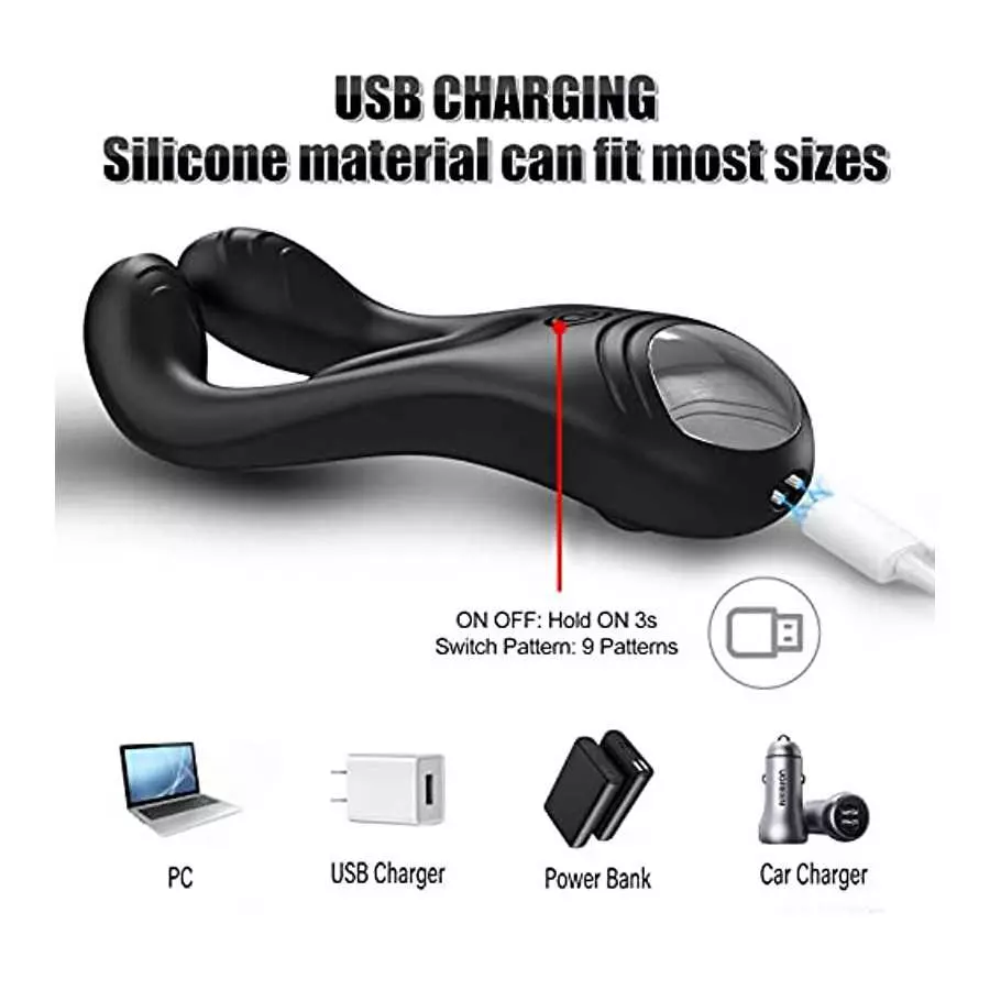 Vibrating Cock Ring, Yonhey Rechargeable Silicone Penis Rings Vibrator with 9 Vibrating Modes, Penis Enlargers Erect Support Rin