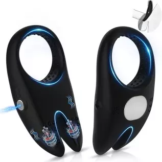 Silicone Penis Ring for Men Vibrating Cock Ring with Rabbit Design, Rechargeable Penis Ring Vibrator with 10 Vibration Modes, CU