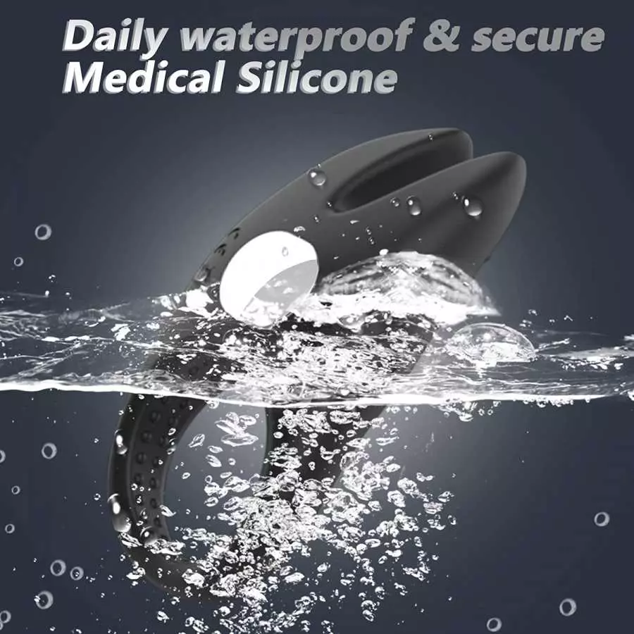 Silicone Penis Ring for Men Vibrating Cock Ring with Rabbit Design, Rechargeable Penis Ring Vibrator with 10 Vibration Modes, CU