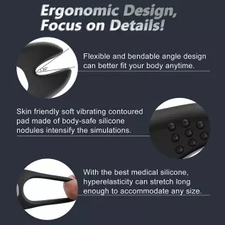 Silicone Penis Ring for Men Vibrating Cock Ring with Rabbit Design, Rechargeable Penis Ring Vibrator with 10 Vibration Modes, CU