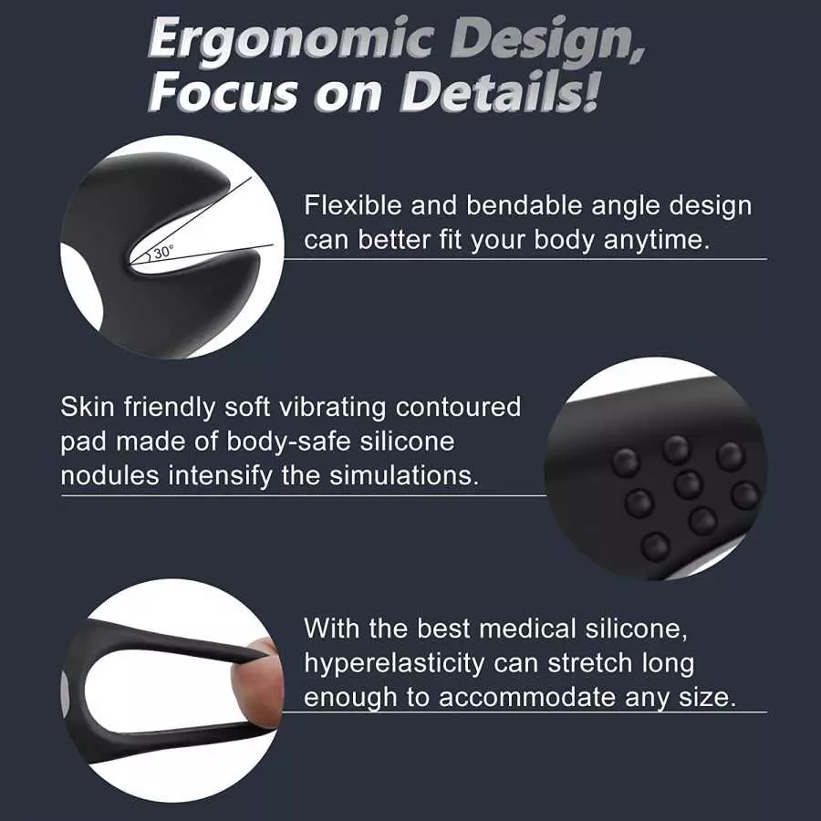 Silicone Penis Ring for Men Vibrating Cock Ring with Rabbit Design, Rechargeable Penis Ring Vibrator with 10 Vibration Modes, CU