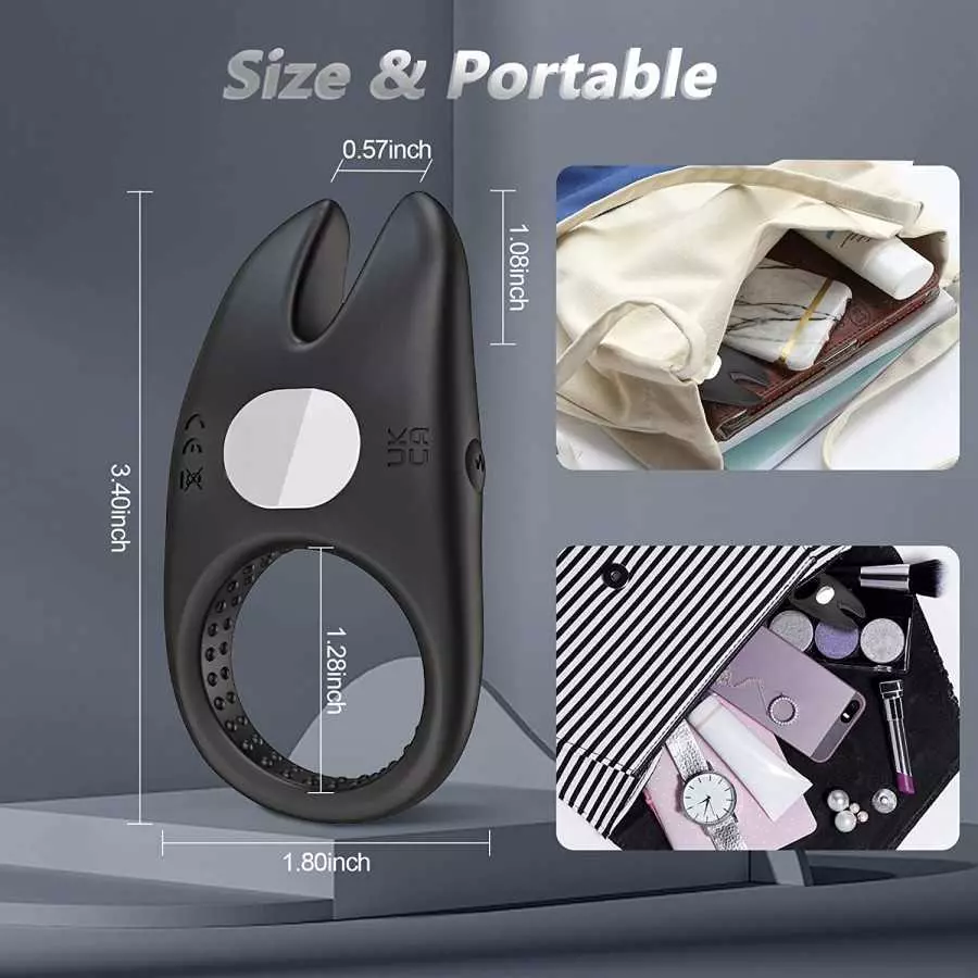 Silicone Penis Ring for Men Vibrating Cock Ring with Rabbit Design, Rechargeable Penis Ring Vibrator with 10 Vibration Modes, CU