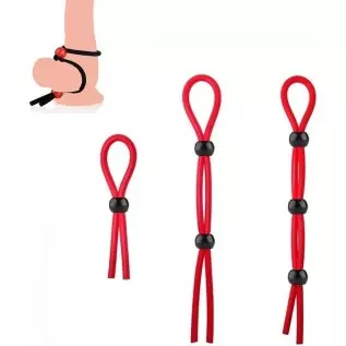 Ufilter 3 Pcs Adjustable Cock Ring Set, Reusable Silicone Beaded Penis Rope, Lasting Dick Erection Ejaculation Delay Trainer, Ad