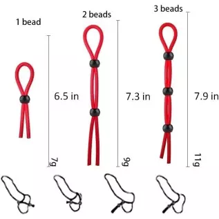 Ufilter 3 Pcs Adjustable Cock Ring Set, Reusable Silicone Beaded Penis Rope, Lasting Dick Erection Ejaculation Delay Trainer, Ad