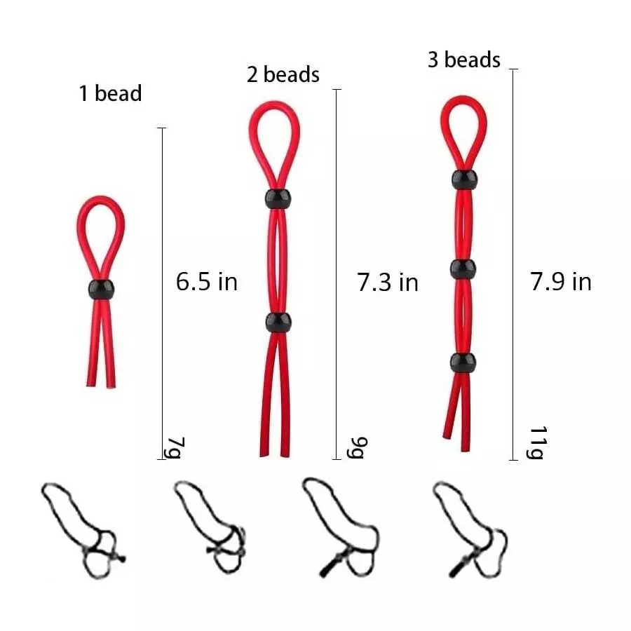 Ufilter 3 Pcs Adjustable Cock Ring Set, Reusable Silicone Beaded Penis Rope, Lasting Dick Erection Ejaculation Delay Trainer, Ad