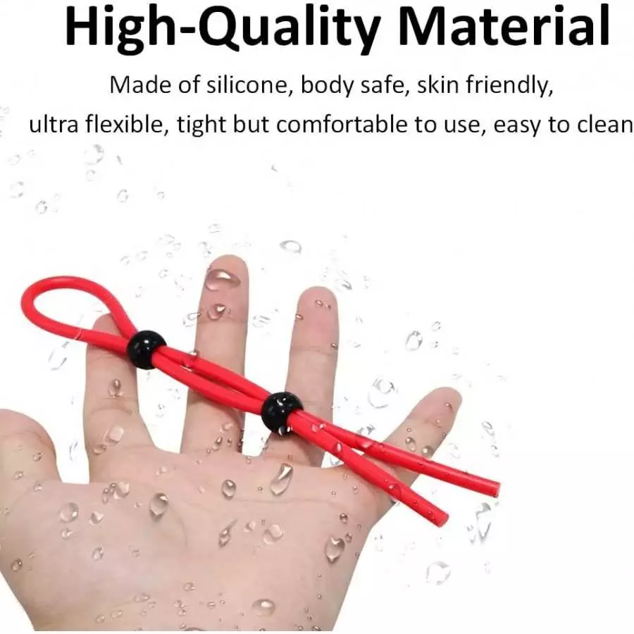 Ufilter 3 Pcs Adjustable Cock Ring Set, Reusable Silicone Beaded Penis Rope, Lasting Dick Erection Ejaculation Delay Trainer, Ad