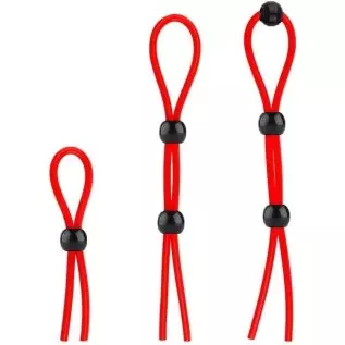 Ufilter 3 Pcs Adjustable Cock Ring Set, Reusable Silicone Beaded Penis Rope, Lasting Dick Erection Ejaculation Delay Trainer, Ad