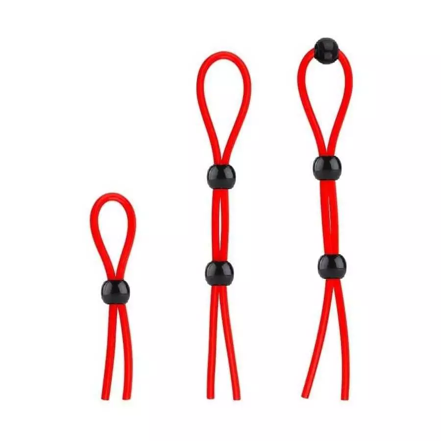 Ufilter 3 Pcs Adjustable Cock Ring Set, Reusable Silicone Beaded Penis Rope, Lasting Dick Erection Ejaculation Delay Trainer, Ad