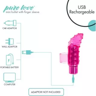 Pure Love Portable Finger Vibrator, Rechargeable, Purple Pure Love Portable Finger Vibrator, Rechargeable, Purple