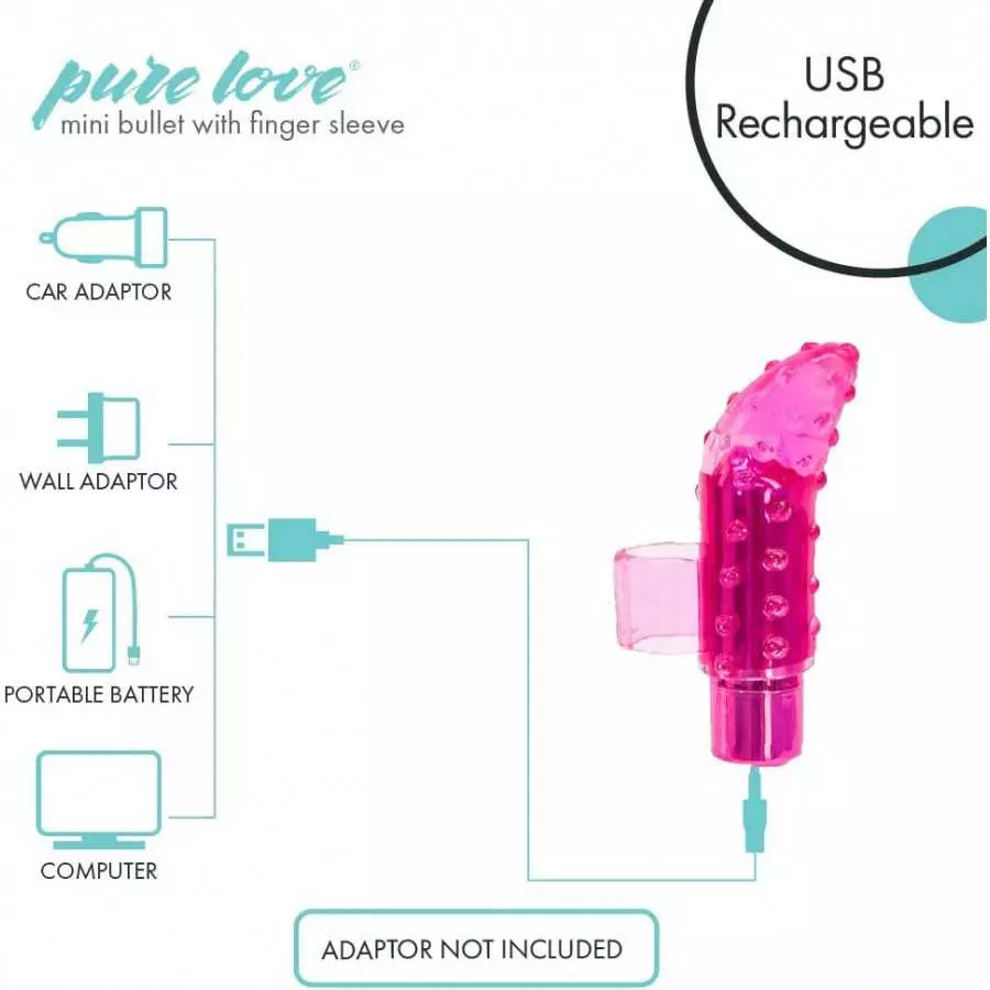 Pure Love Portable Finger Vibrator, Rechargeable, Purple