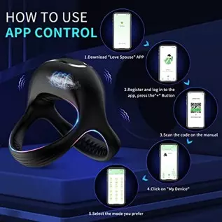 Vibrating Cock Ring Penis Ring Vibrator 10 Vibration Modes & USB Rechargeable， Silicone Adult Sex Toy for， Sex Toy for Man and C