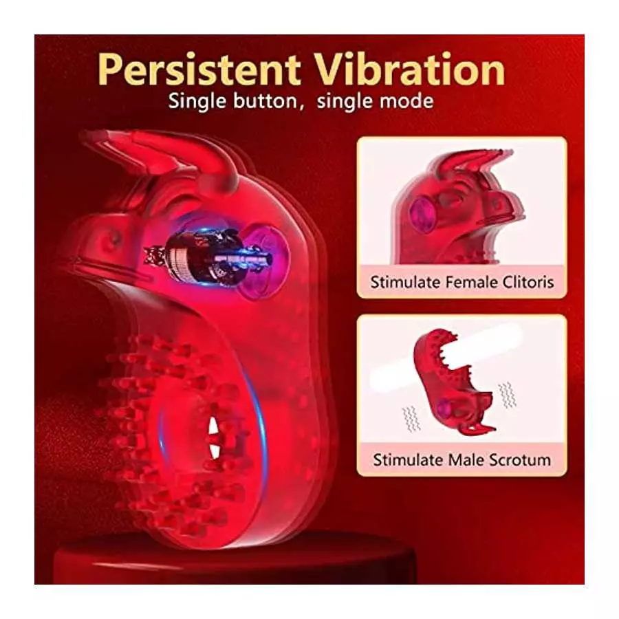 Vibrating Cock Ring with Bull Design, Silicone Penis Ring Vibrator Male Masturbator Adult Sex Toy for for Longer Harder Stronger