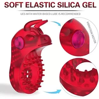 Vibrating Cock Ring with Bull Design, Silicone Penis Ring Vibrator Male Masturbator Adult Sex Toy for for Longer Harder Stronger
