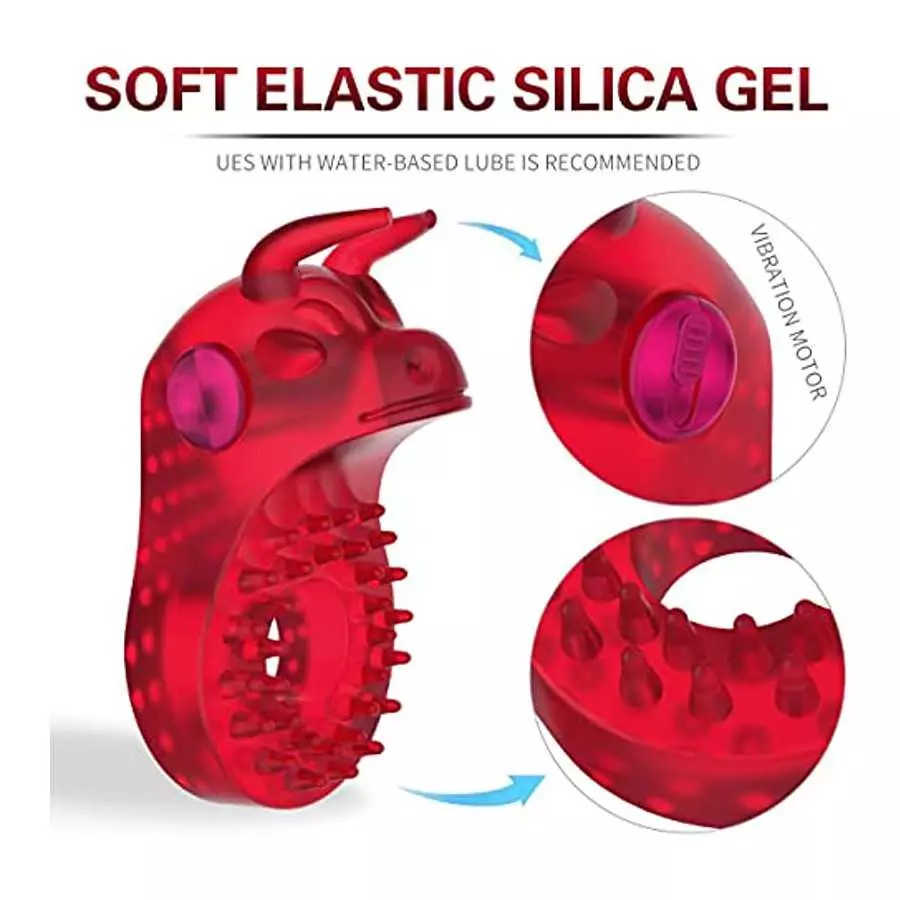Vibrating Cock Ring with Bull Design, Silicone Penis Ring Vibrator Male Masturbator Adult Sex Toy for for Longer Harder Stronger