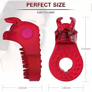 Vibrating Cock Ring with Bull Design, Silicone Penis Ring Vibrator Male Masturbator Adult Sex Toy for for Longer Harder Stronger