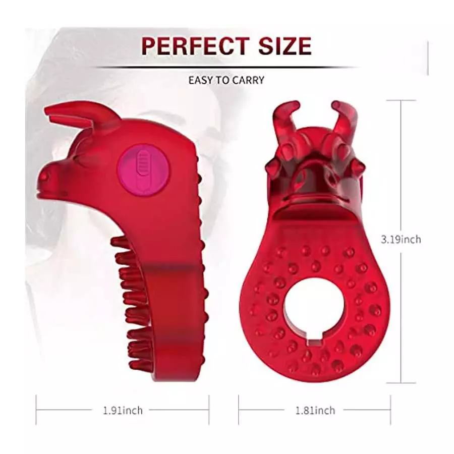 Vibrating Cock Ring with Bull Design, Silicone Penis Ring Vibrator Male Masturbator Adult Sex Toy for for Longer Harder Stronger