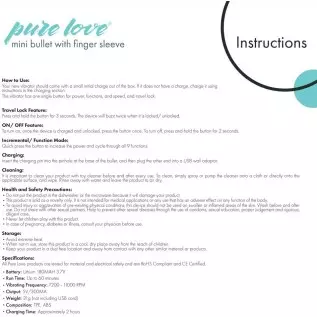 Pure Love Portable Finger Vibrator, Rechargeable, Purple Pure Love Portable Finger Vibrator, Rechargeable, Purple