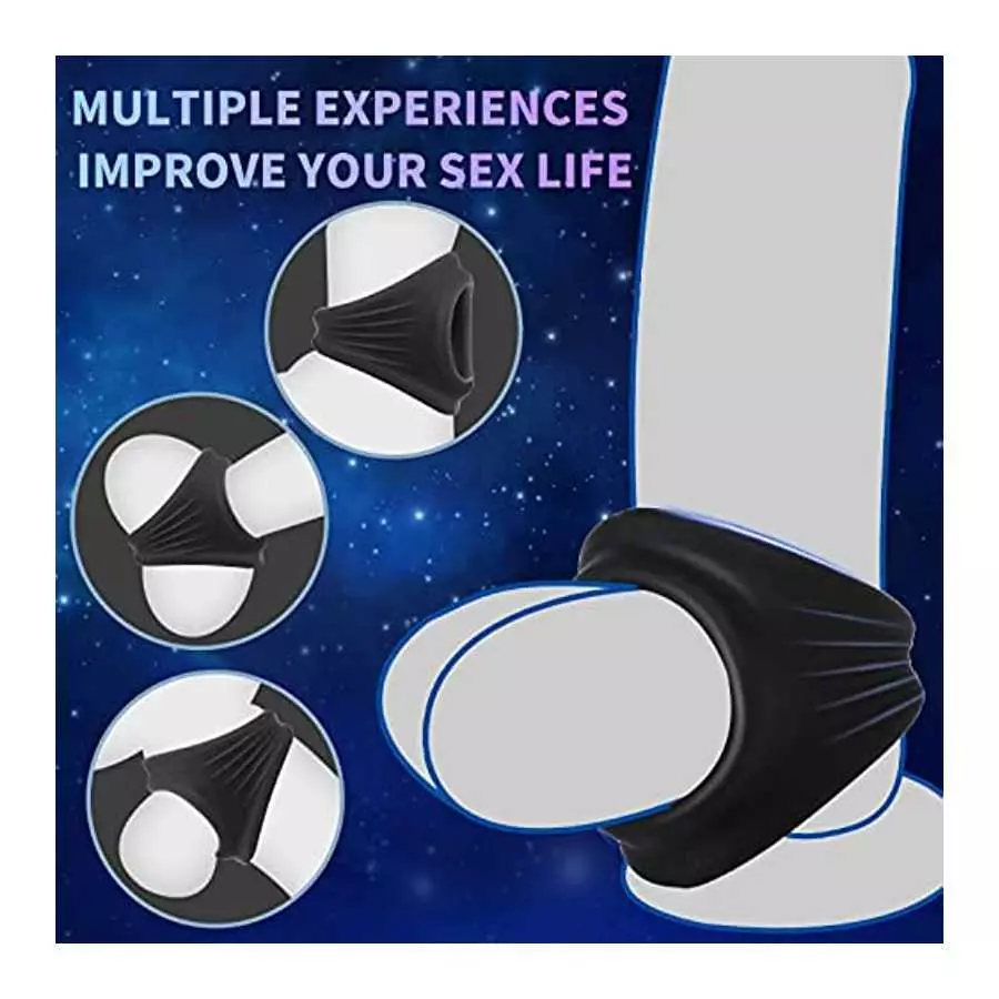 3 in 1 Penis Ring for Men, Ultra Soft Premium Silicone Cock Ring, Longer Harder Stronger , Long Lasting Men Sex Toy, Sex Toy for