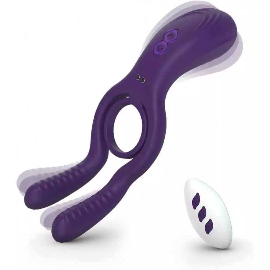 Vibrating Cock Ring with Remote for Couples, Penis Ring with Rabbit Stimulator, Anal Vibrating Machine Massager for Men Pleasure