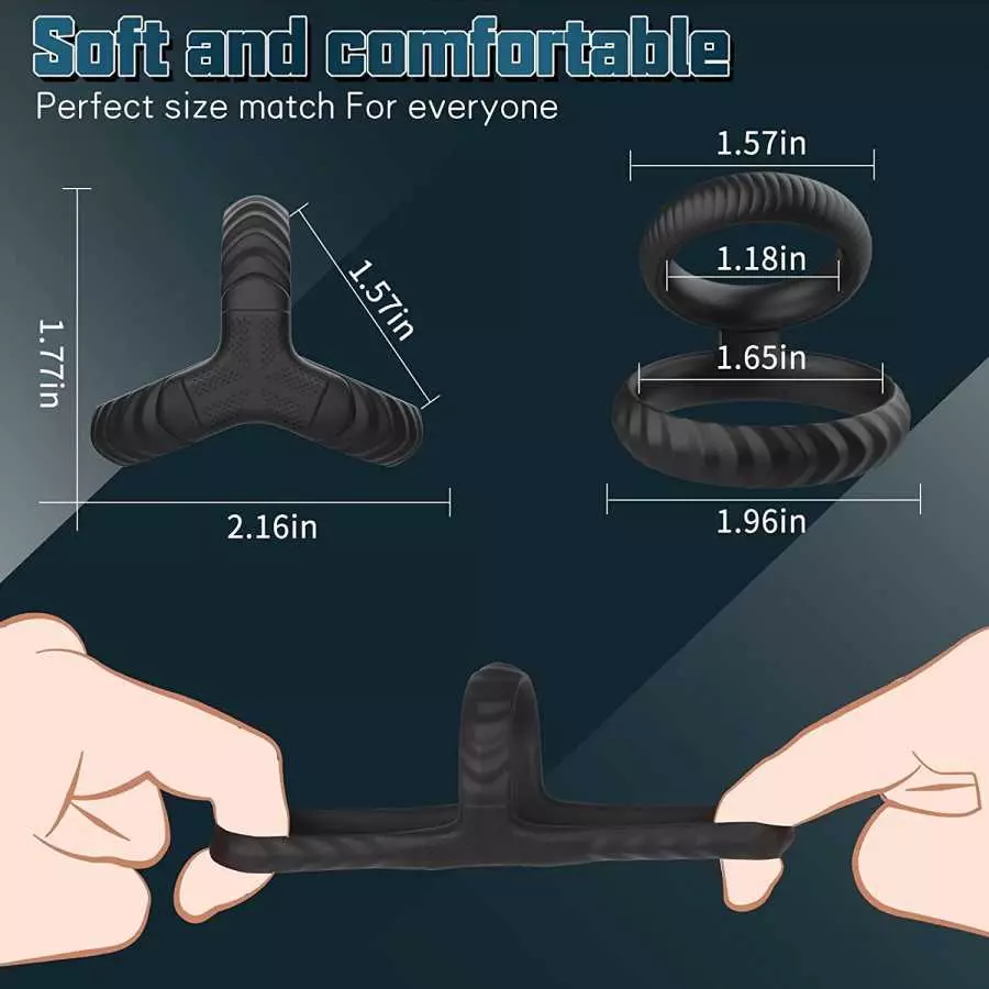 Silicone Penis Rings Set,Dovelo 3 in 1 Penis Ring and Silicone Dual Cock Ring for Men Longer Lasting Erection, Adult Sex Toys fo