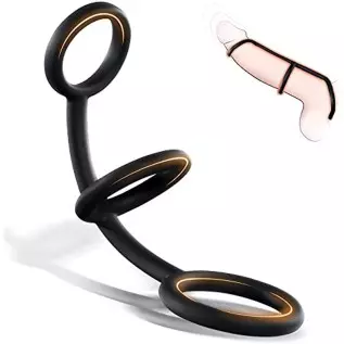 Silicone Penis Ring, TIVINO 3 in 1 Ultra Soft Cock Ring for Erection Enhancing Stamina Prolonging, 3 Different Sizes Cock Rings