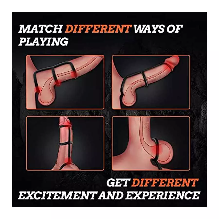 Silicone Penis Ring, TIVINO 3 in 1 Ultra Soft Cock Ring for Erection Enhancing Stamina Prolonging, 3 Different Sizes Cock Rings