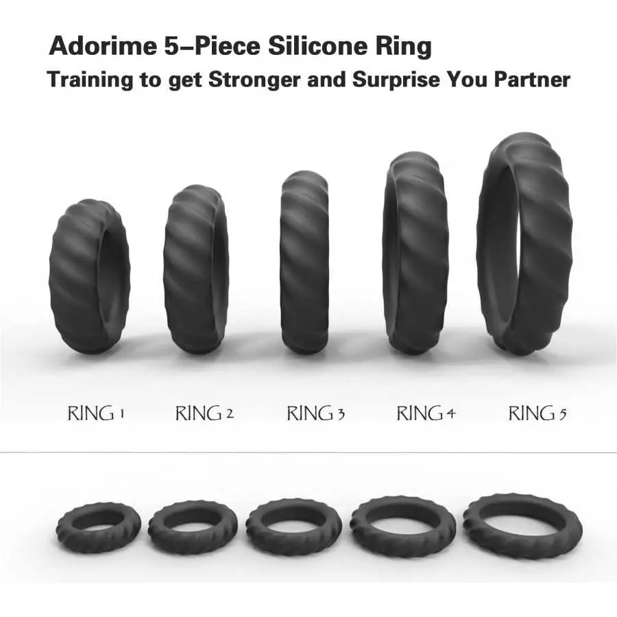 Silicone Penis Rings for Erection Enhancing - Adorime Premium Training Cock Ring for Men’s Sexual Life and Stamina Prolonging, M