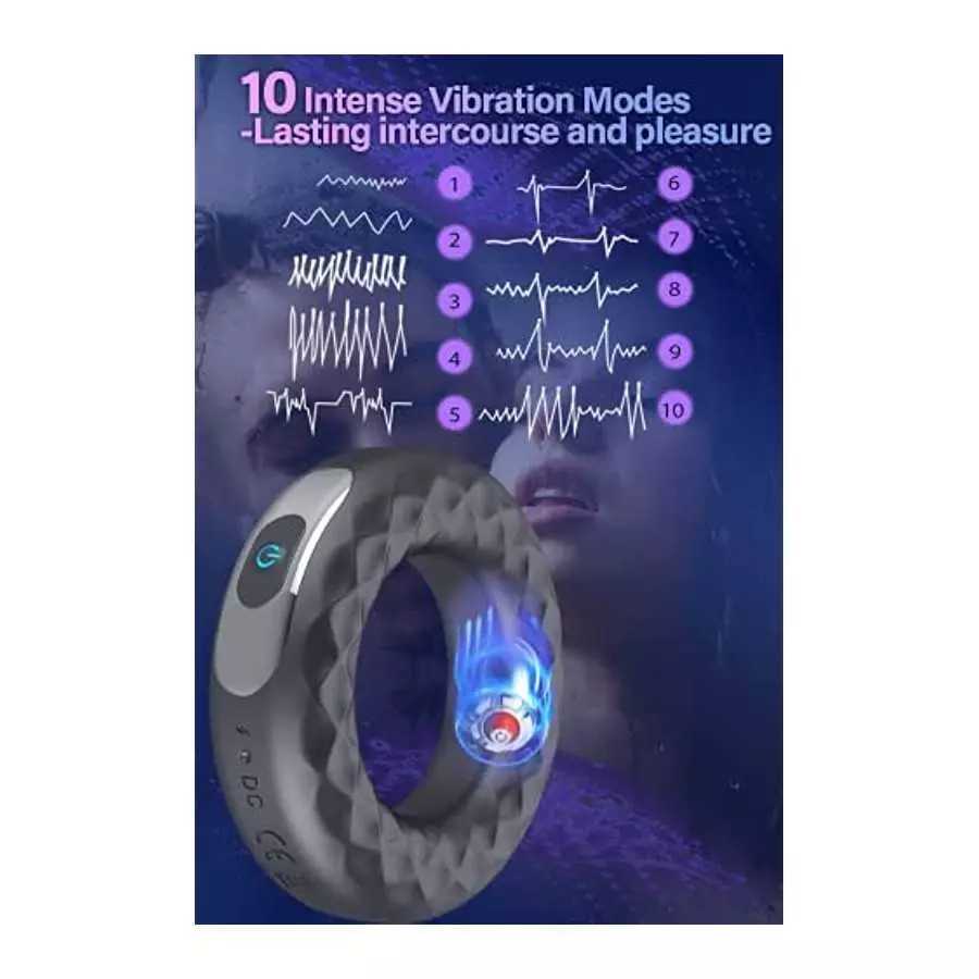 Cock Ring Vibrating Penis Rings - Male Sex Toy with 10 Modes Male Delayed Orgasm Toys Silicone Waterproof Vibration Sex Toys for