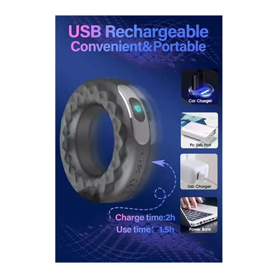 Cock Ring Vibrating Penis Rings - Male Sex Toy with 10 Modes Male Delayed Orgasm Toys Silicone Waterproof Vibration Sex Toys for