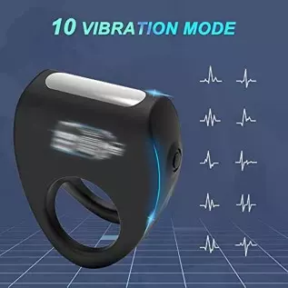 Vibrating Penis Cock Ring Men Sex Toys for Couples Pleasure, Super C-Rings Bullet Vibrator with 10 Intense Vibration Modes Males