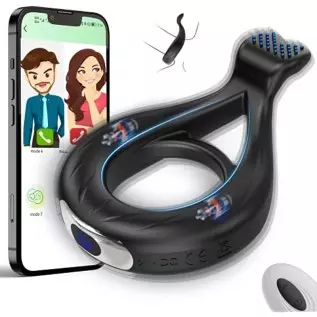 Vibrating Cock Ring App Remote Control, Penis Ring Couple Vibrator with 9 Intense Vibration Modes, Male Clitoral Vibrator Rechar