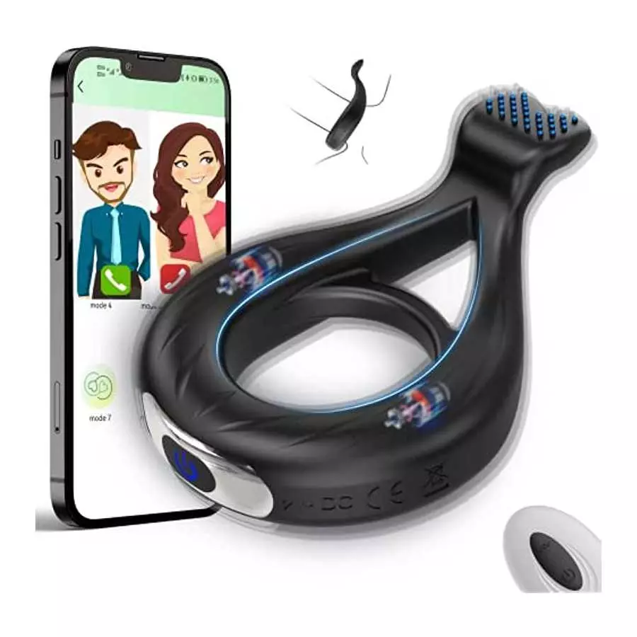 Vibrating Cock Ring App Remote Control, Penis Ring Couple Vibrator with 9 Intense Vibration Modes, Male Clitoral Vibrator Rechar