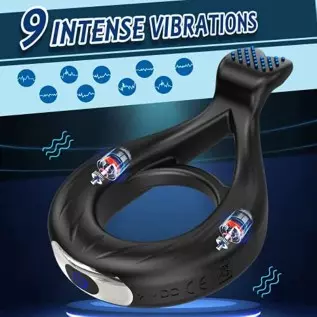 Vibrating Cock Ring App Remote Control, Penis Ring Couple Vibrator with 9 Intense Vibration Modes, Male Clitoral Vibrator Rechar