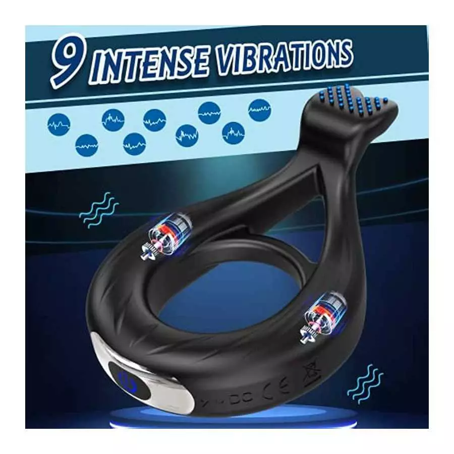 Vibrating Cock Ring App Remote Control, Penis Ring Couple Vibrator with 9 Intense Vibration Modes, Male Clitoral Vibrator Rechar
