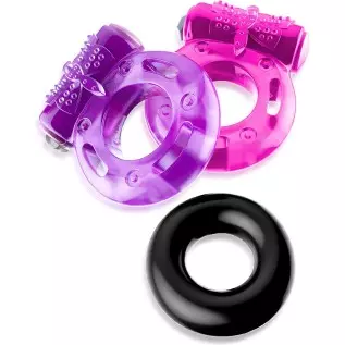 VIARDEJI® Vibrating Cock Ring Sex Toys – 2 Penis Rings w. Clit Stimulator & 1 Cock Ring for Better Stronger Erection