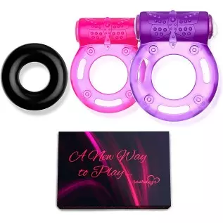 VIARDEJI® Vibrating Cock Ring Sex Toys – 2 Penis Rings w. Clit Stimulator & 1 Cock Ring for Better Stronger Erection