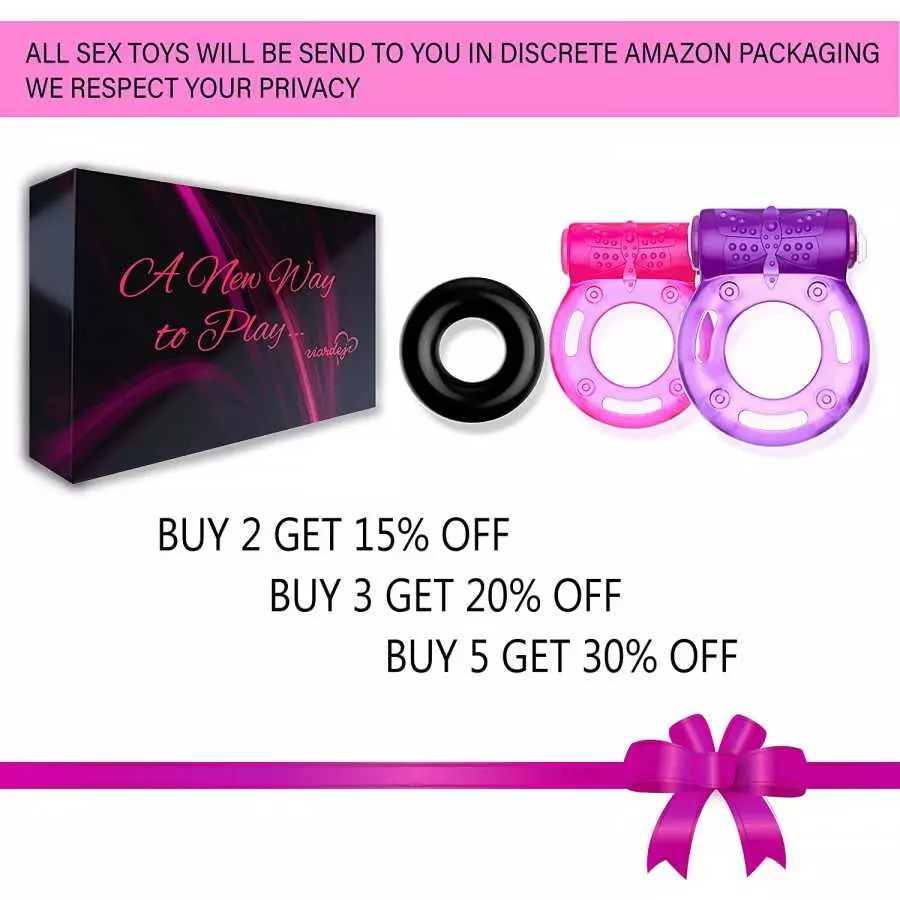 VIARDEJI® Vibrating Cock Ring Sex Toys – 2 Penis Rings w. Clit Stimulator & 1 Cock Ring for Better Stronger Erection