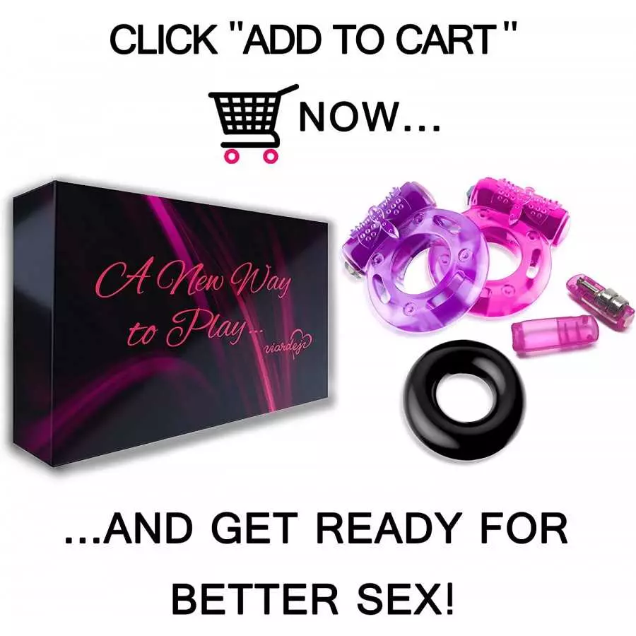 VIARDEJI® Vibrating Cock Ring Sex Toys – 2 Penis Rings w. Clit Stimulator & 1 Cock Ring for Better Stronger Erection