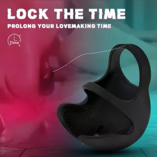 Vibrating Penis Ring with Testicular Vibration, Aixoxo Waterproof Silicone Cock Ring Vibrator with Adjustable Testicles Stimulat