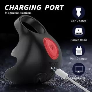 Vibrating Penis Ring with Testicular Vibration, Aixoxo Waterproof Silicone Cock Ring Vibrator with Adjustable Testicles Stimulat