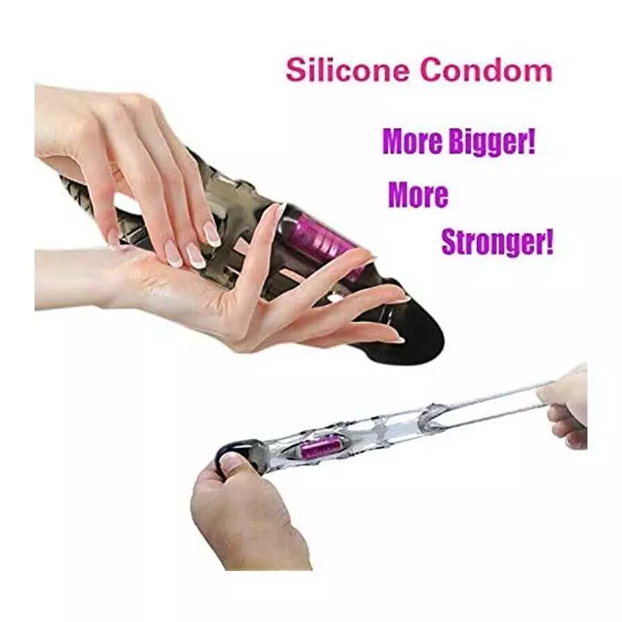 Reusable Penis Sleeve with Vibrator Penis Ring,Penis Sleeve Cock Ring Extender Ultra-Soft Penis Enlarger for Couples Vibrating D