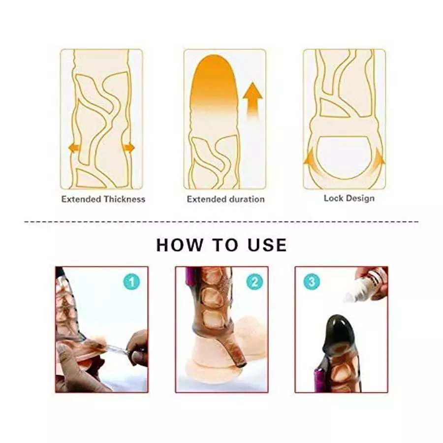 Reusable Penis Sleeve with Vibrator Penis Ring,Penis Sleeve Cock Ring Extender Ultra-Soft Penis Enlarger for Couples Vibrating D