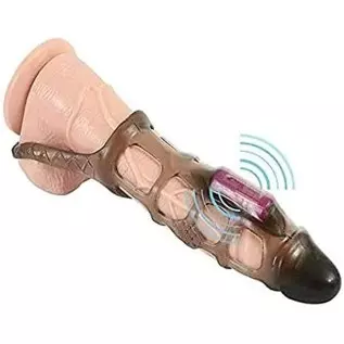 Reusable Penis Sleeve with Vibrator Penis Ring,Penis Sleeve Cock Ring Extender Ultra-Soft Penis Enlarger for Couples Vibrating D