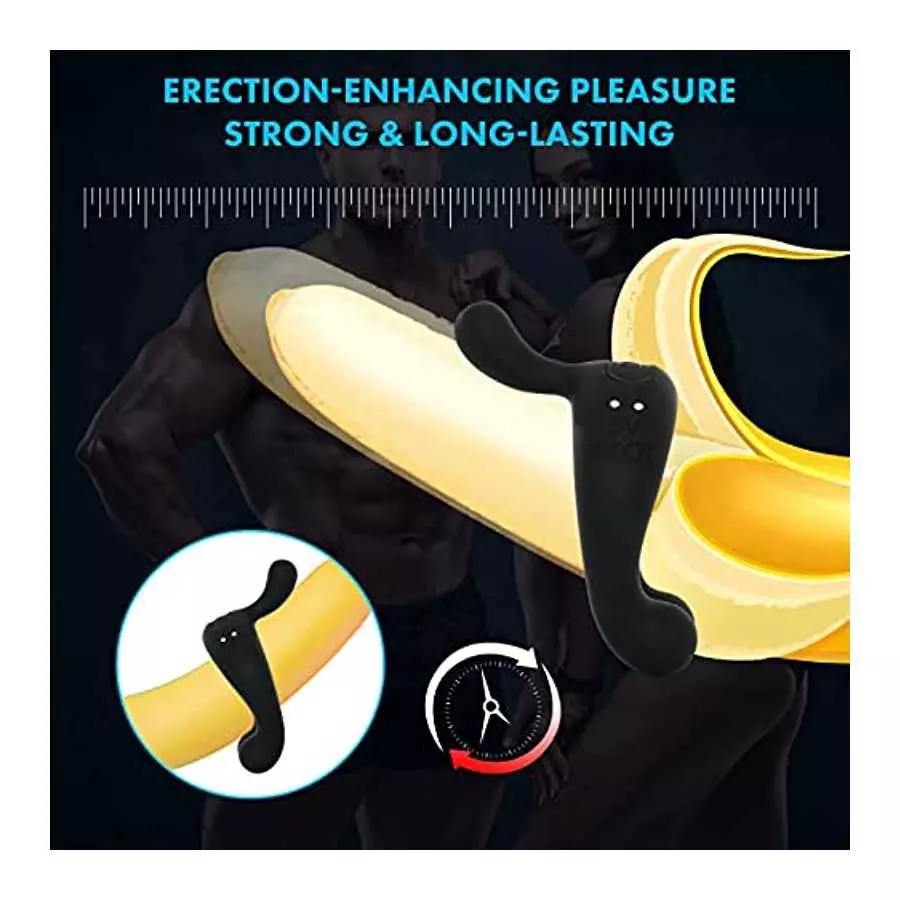 Vibrating Cock Ring,Fentinos Couple Vibrator with 9 Vibration Modes,3 Bullets Design Silicone Stretchy Penis Rings Erection Enha