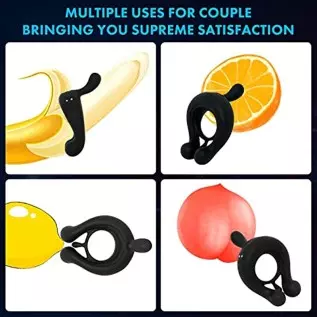 Vibrating Cock Ring,Fentinos Couple Vibrator with 9 Vibration Modes,3 Bullets Design Silicone Stretchy Penis Rings Erection Enha