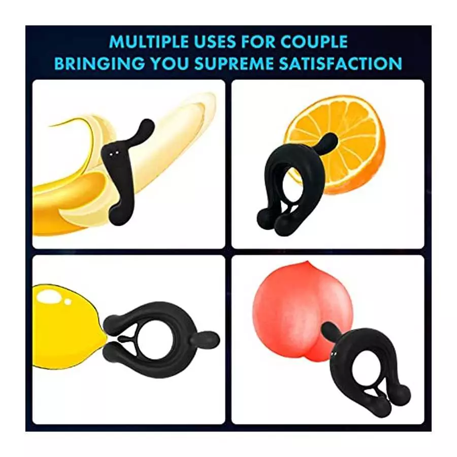 Vibrating Cock Ring,Fentinos Couple Vibrator with 9 Vibration Modes,3 Bullets Design Silicone Stretchy Penis Rings Erection Enha