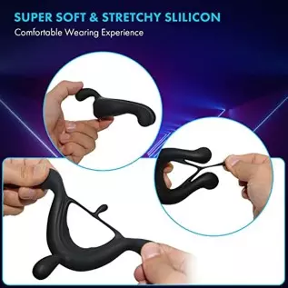 Vibrating Cock Ring,Fentinos Couple Vibrator with 9 Vibration Modes,3 Bullets Design Silicone Stretchy Penis Rings Erection Enha