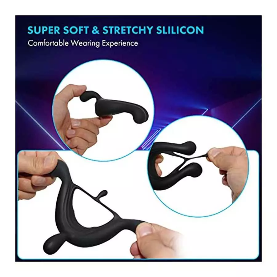 Vibrating Cock Ring,Fentinos Couple Vibrator with 9 Vibration Modes,3 Bullets Design Silicone Stretchy Penis Rings Erection Enha