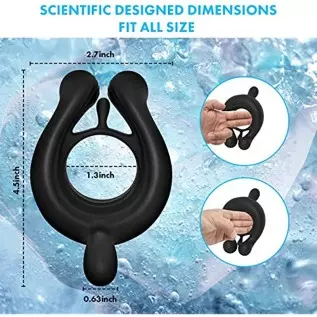 Vibrating Cock Ring,Fentinos Couple Vibrator with 9 Vibration Modes,3 Bullets Design Silicone Stretchy Penis Rings Erection Enha